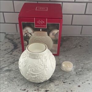 Lenox Cream Gold Tealight Holder Ornamental Glow Snowflake Porcelain Votive